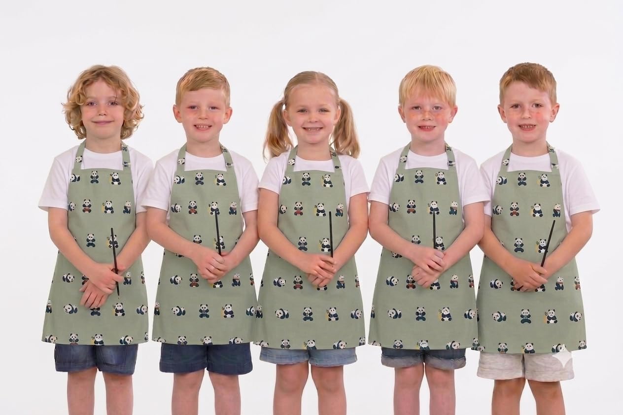 HOUSE FOX Kids Apron [Pack Of 5] | Cotton Aprons For Teens,Boys & Girls | Ideal For Cooking | Painting |School | Art & Baking | Machine Washable | Long Life-image-42