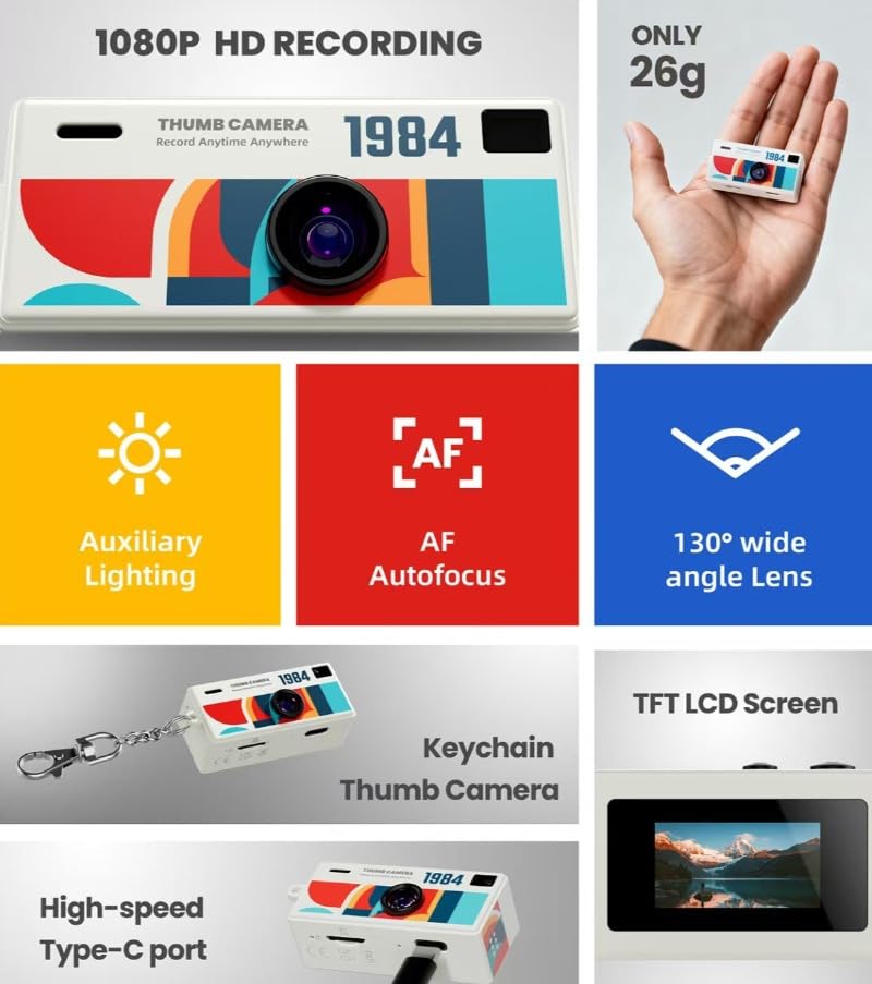 Asiasioc Portable G6 Thumb Camera Cámara 1080P miniatura 5