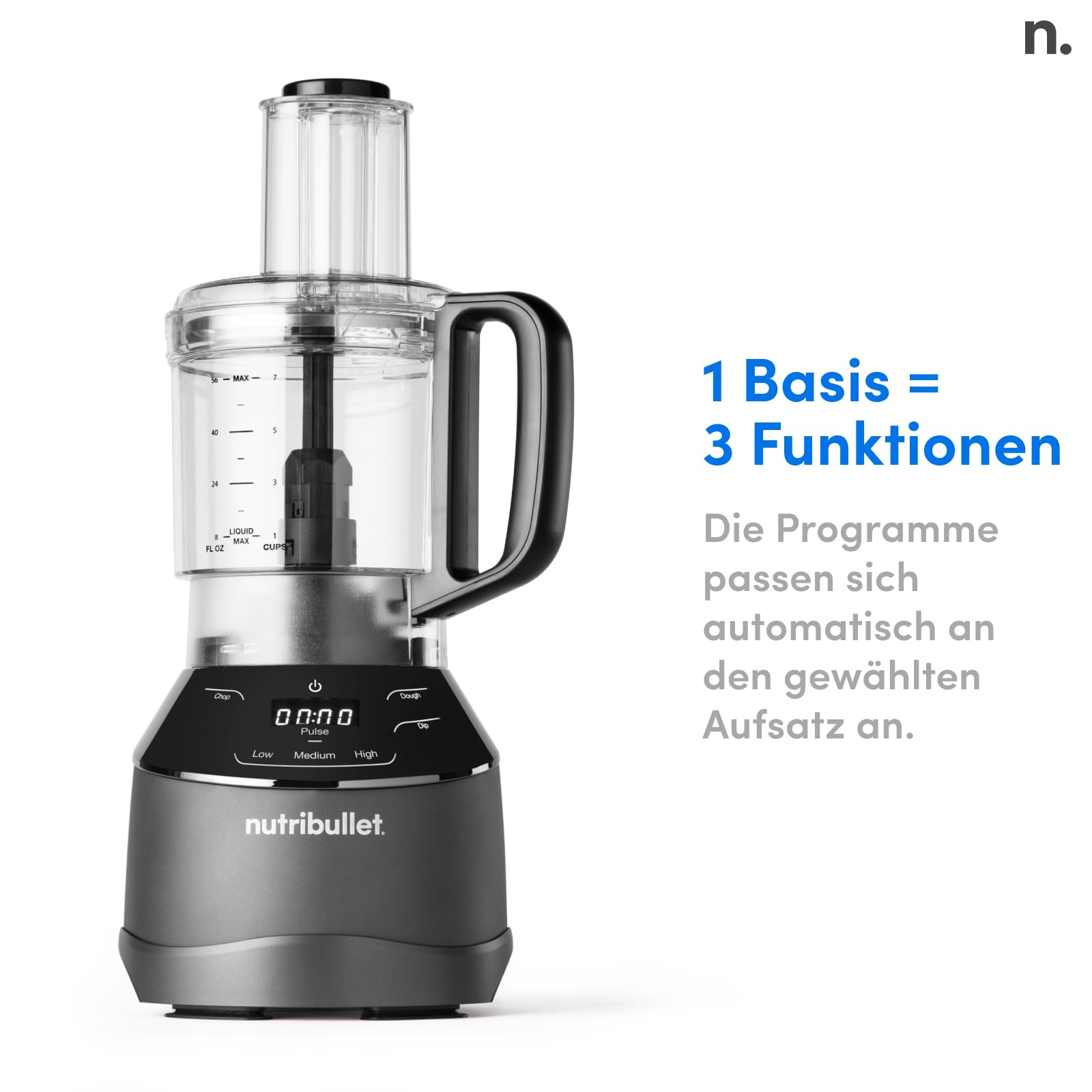 nutribullet Full Size Blender Combo, Elektrischer Mixer, Multifunktionaler Zerkleinerer, Profi, 1200 Watt Leistung, 1,89l Krug, 946ml und 710ml Gläser, schwarz, NBF580B
