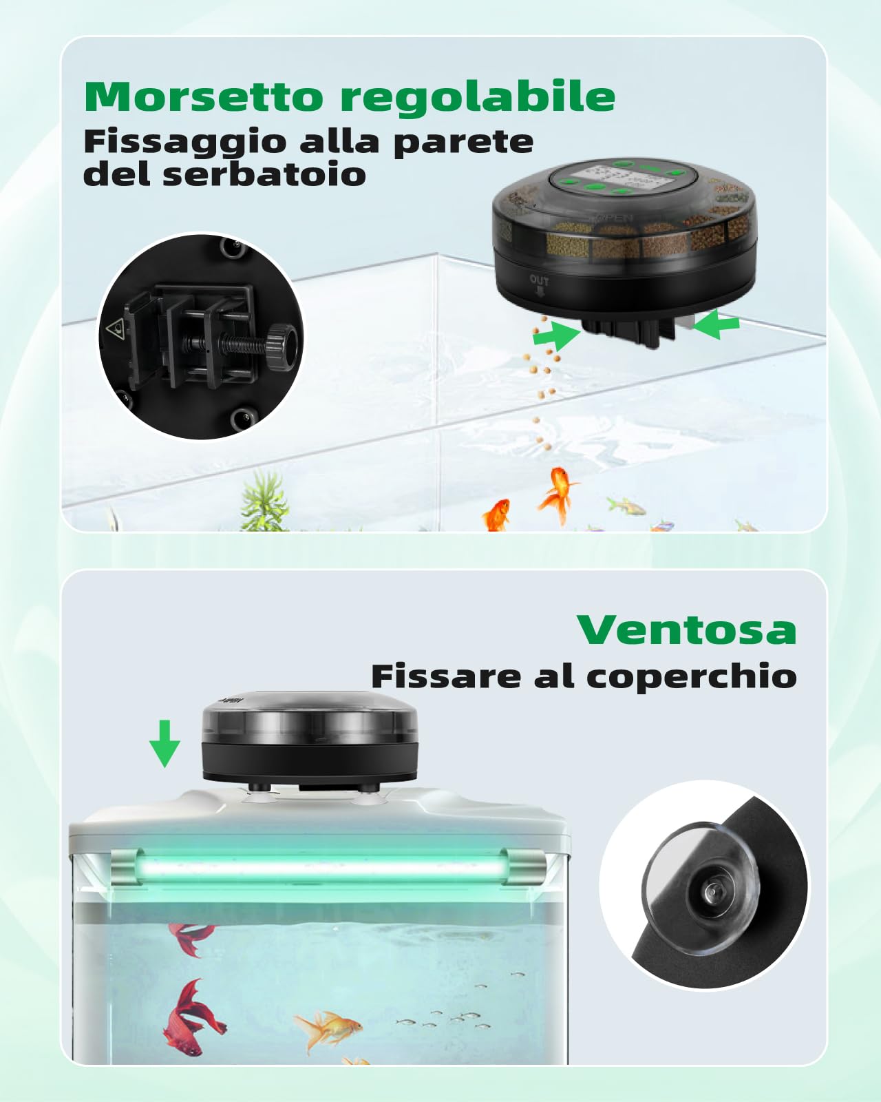Papettly Mangiatoia Automatica Acquario - Distributore Automatico Cibo Pesci per Acquario per Rossi e Tartarughe con Cavo USB e Display LCD, Mangiatoia Pesci con Timer e Cucchiaio per Pesci