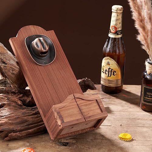 Miniatura 6 de Abridor de botellas de sombrero vaquero occidental, abrebotellas de madera vintage montado en la pared, regalo ideal para hombres y amantes de la