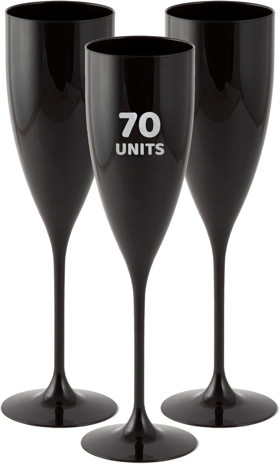 Mirandinha 70 Pack Black Acrylic Champagne Flutes- Stylish, Shatterproof- Disposable Champagne Glasses Toasting Glasses for Wedding Anniversary Birthday Celebration 2026 New Years Eve 5.4 fl oz 160 ml Black 70