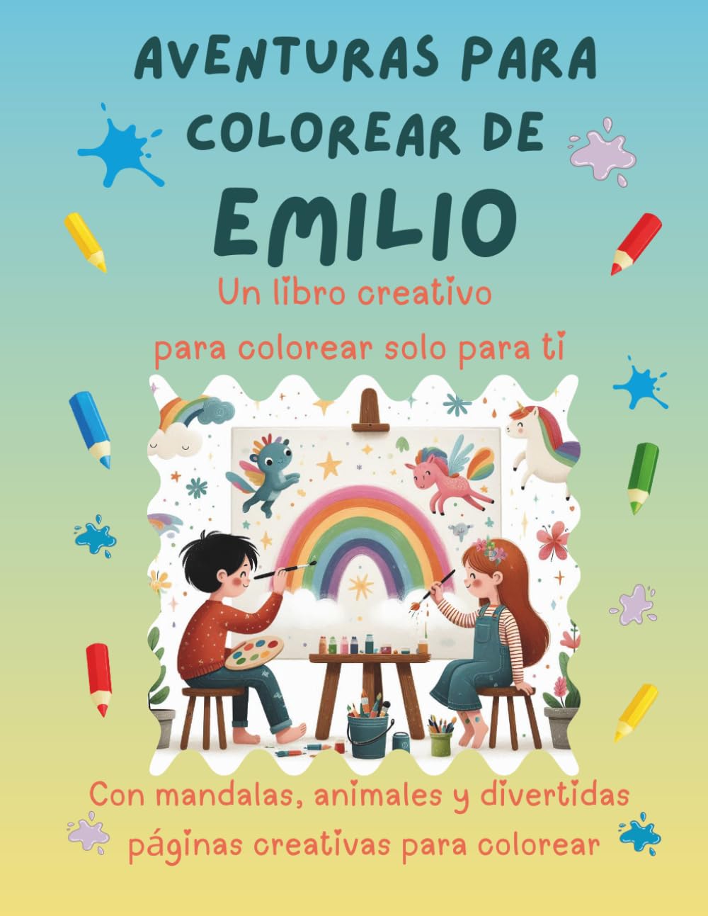 Aventuras para colorear de Emilio: Libro para colorear personalizado con animales, naturaleza y mandalas | 32 páginas de actividades creativas | ... (Aventuras para colorear personalizadas)
