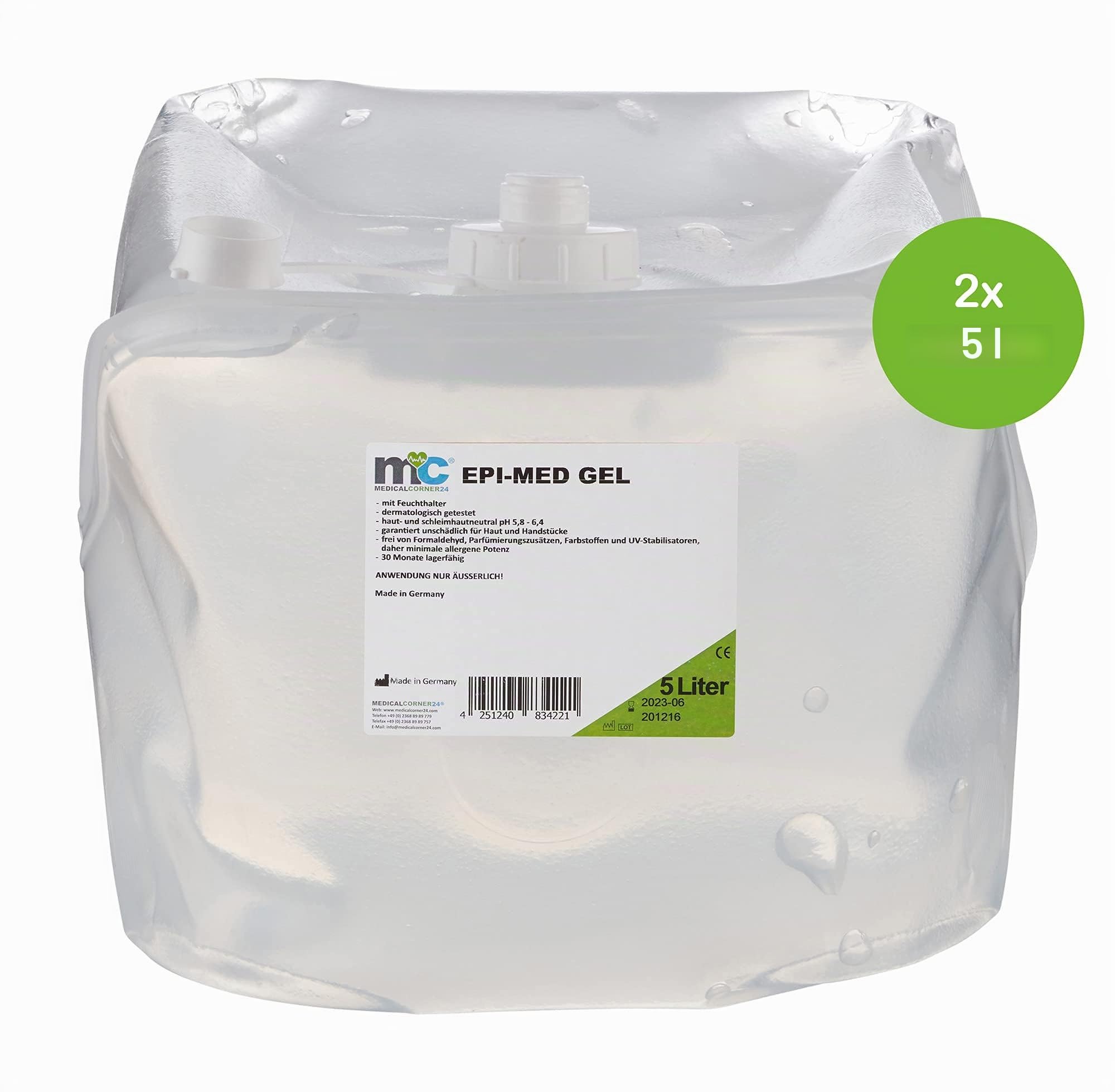 Gel epimed à lumière pulsée IPL Gel de contact pour épilation, 2 x 5 l Cubitainer