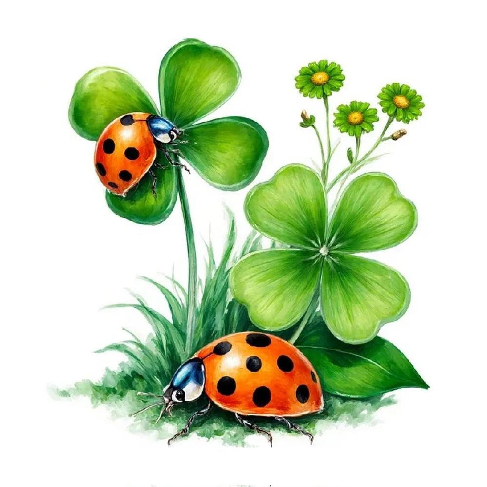 Ladybug Clover Waterproof Vinyl Sticker Bright Floral Decal for Car Laptop Helmet Multi Surface Decor
