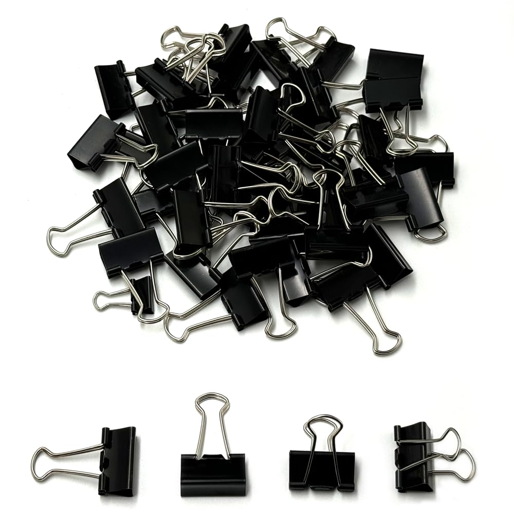 XFentech 45pcs Clip - 25mm Black Metal Bulldog Clips for Office, School & Home