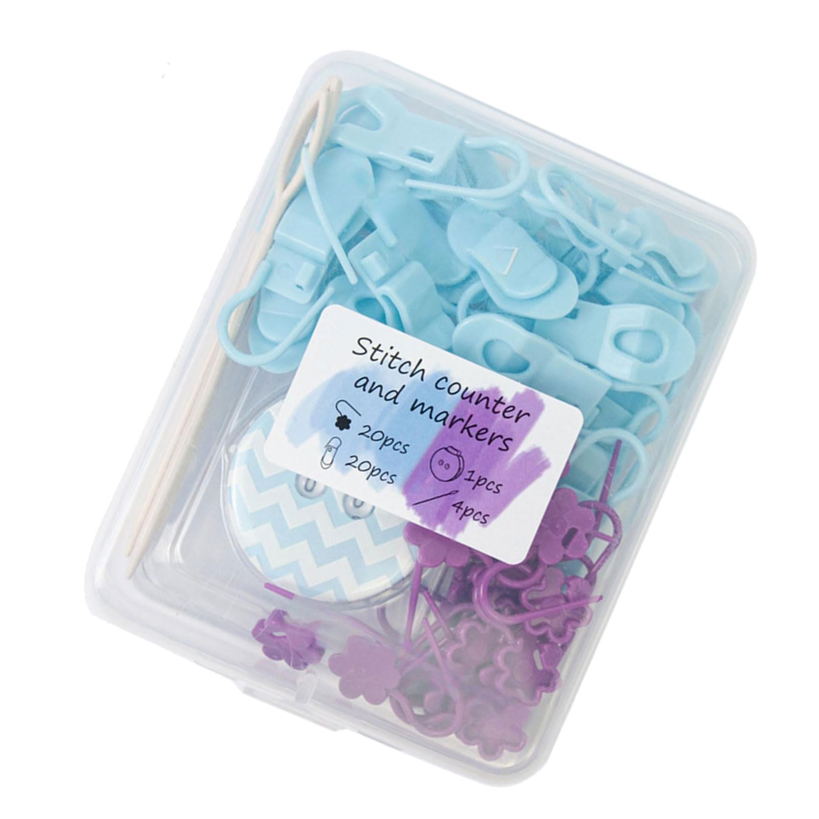 Row Counter and Loop Clip Accessories for Knitting Projects with Locking Clips, Bulb Markers and Yarn Finishing Tools Crochet Loop Clips Knitting Row Counter Yarn Finishing Tools Clear Storage Case