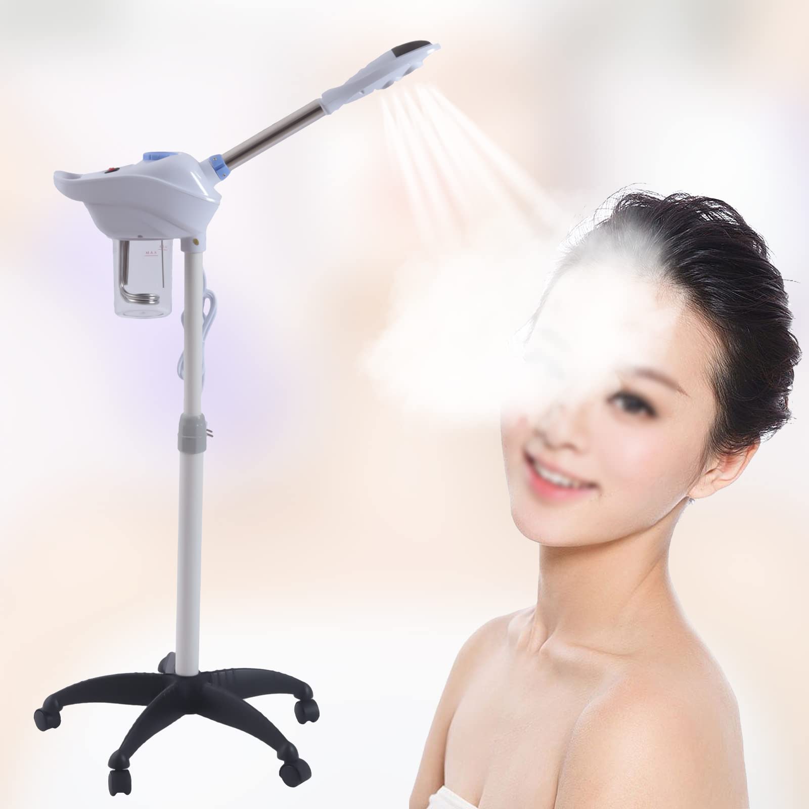 Ozon Ionic Facial Steamer Mobile Vapozon Bedampfer DampfgeräT Spa Salon Gesichtssauna Verdampfer Kosmetikstudio Maschine Ozone Gesichtsdampfer SpritzgeräT Drehbare Peeling GeräT HeißSpray Vaporizer