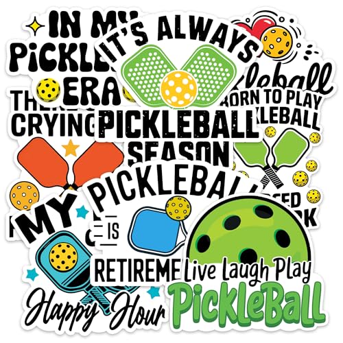 Image of Pickleball Sticker 8 Pcs (Large Size) Vinyl Stickers Laptop Waterproof Decal for Car Bumper Water Bottle Notebook Luggage Window Birthday Decorations - Size 4 Inches