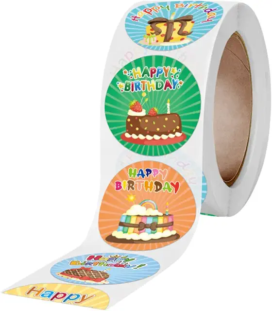 Autocollants Lovely Décoratifs pour Anniversaire - Rouleau de 500 Stickers Créatifs