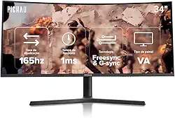 Monitor Gamer | Pichau Nexus 34 Neo | 34' Curvo VA Ultrawide WQHD 165Hz 1ms | FreeSync G-Sync | PG-NXS34NEO-BL02