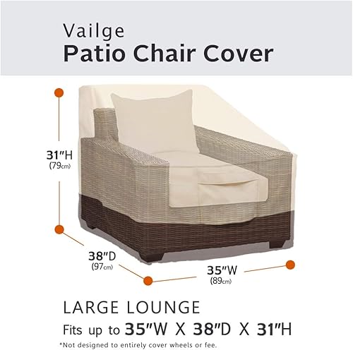 Miniatura 2 de Vailge - fundas para sillas de patio, funda para asiento profundo, resistente e impermeable, para exteriores, césped, patio