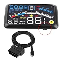 Vista 7 de Universal 5.9 "Coche HUD Display MPH/KM/h Over Speed Limit Advertencia Plug and Play Proyector de parabrisas con película para coches con OBDII