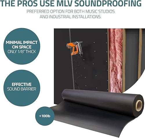 Miniatura 3 de Tönnen Vinilo cargado en masa de 1.23 lbft2  Barrera profesional de insonorización MLV. Grosor óptimo. Barrera de ruido premium  Barrera de sonido