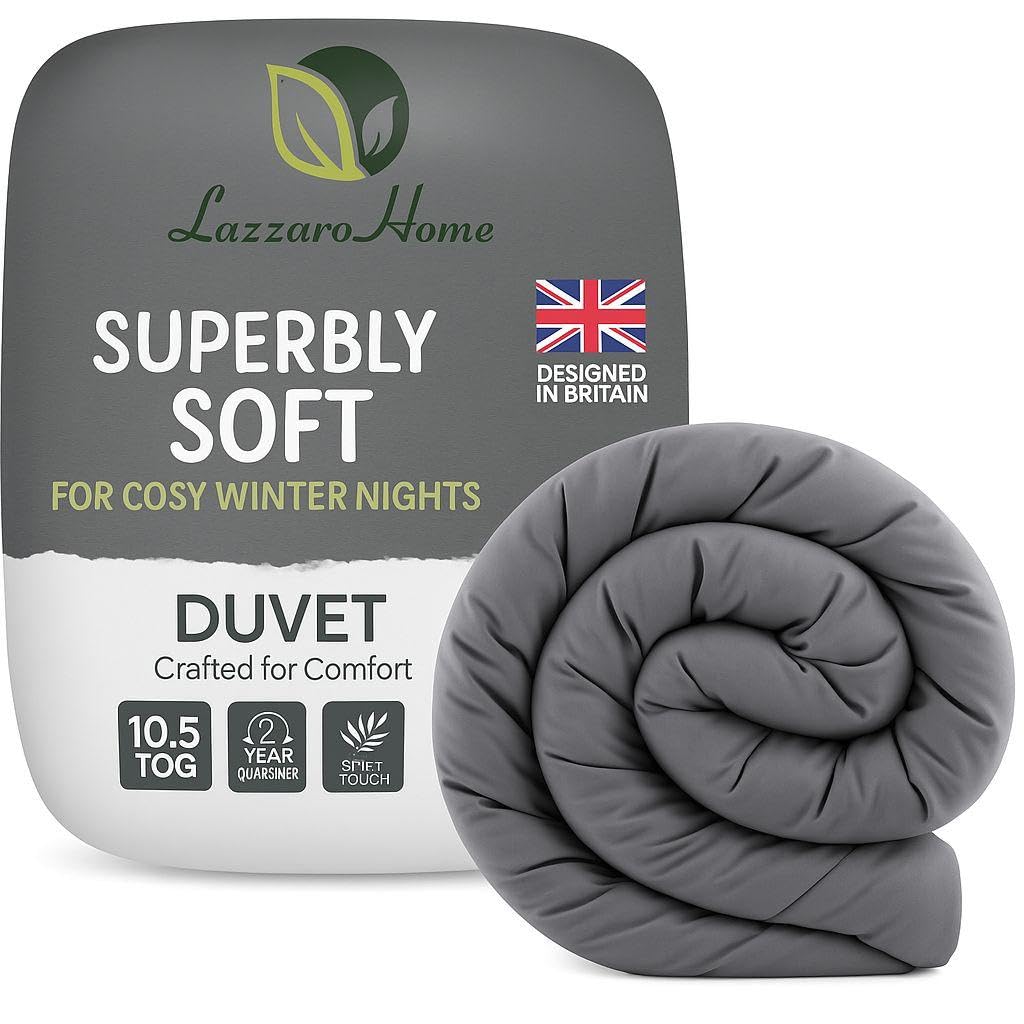 Lazzaro Single Duvet 10.5 Tog For Warm & Cosy Nights - Soft Touch Duvet Single - Quilt for...