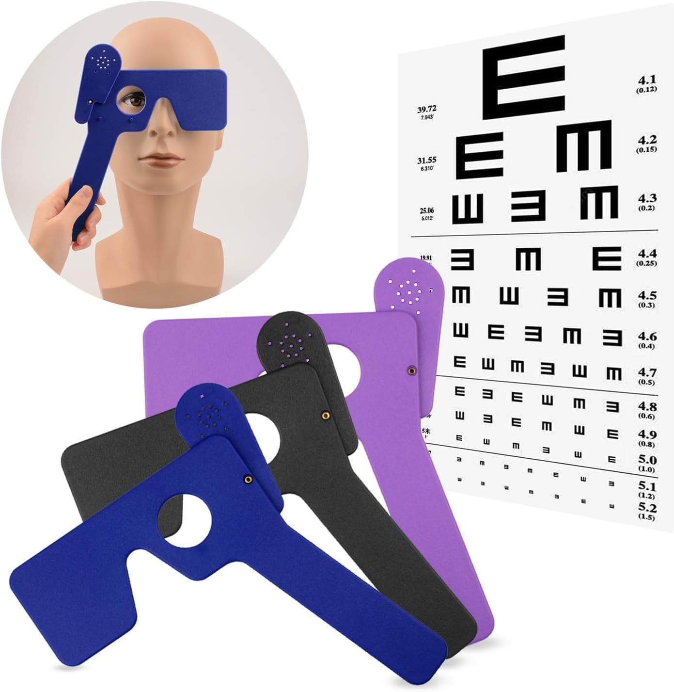 KASHSURG Ophthalmic Eye Occluder with 14 Holes for Ophthalmologists, Orthoptists and Optometrists to Eye Exam Blue