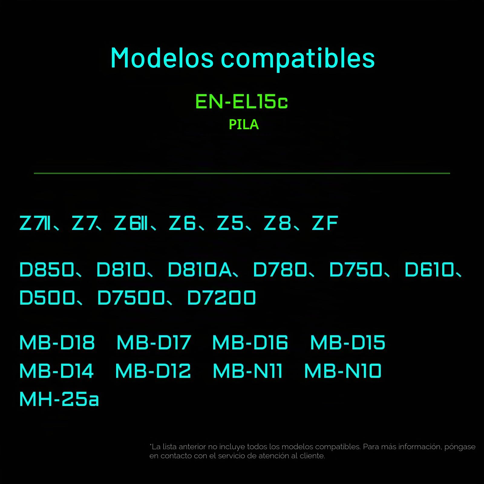 Batería Recargable Tilta EN-EL15C con Entrada USB-C (2400 mAh) | Compatible con Nikon Z8, Zf, Z7II, Z6II, Z7, Z6, Z5, D850, D810, D750, D610, D500, D7500, D7200 TEN-EL15C-GN