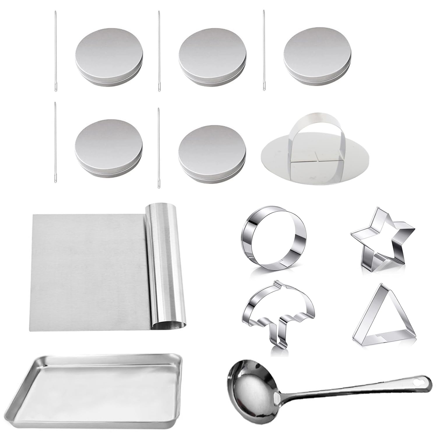 VAWcornic Korean Sugar Candy Making Tools Set DALGONA (18pcs in 1set), Mold, Press Stainless Steel