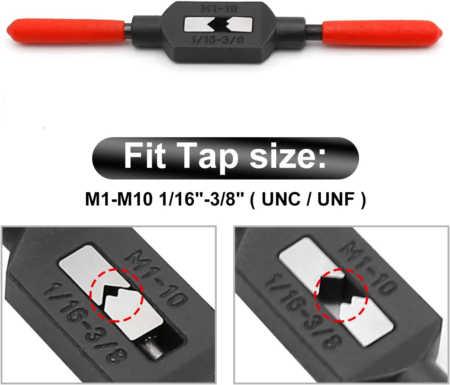 3 Different 1/16"-3/8" Adjustable Tap Wrench Handle Thread Tap Holder Reamer Hand Tapping Tool for Machinist Repair with Plastic Dipped Handle (M1-M10)