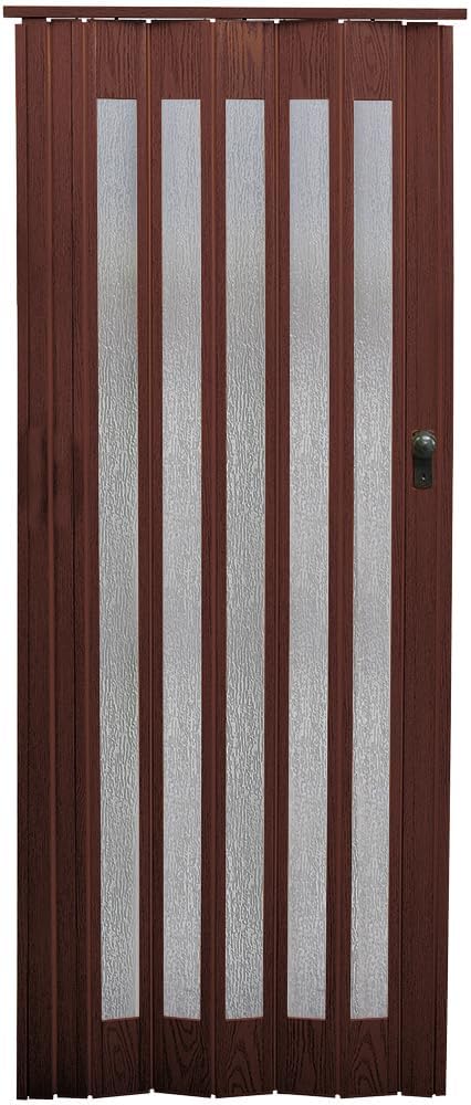 INMOZATA Folding Door PVC Plastic Internal Doors Sliding Concertina Door Panel Divider (Dark Brown, Thickness 10mm)