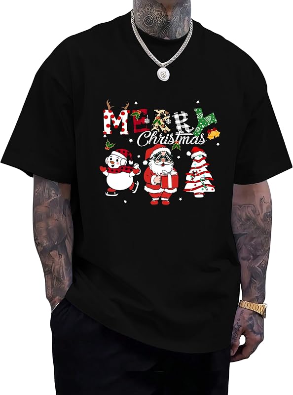 KESIHAN Men’s Funny Christmas T Shirt Santa in Snowman