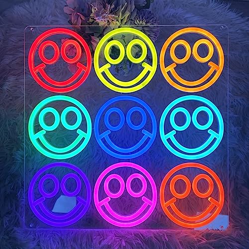Bowtus Custom Smiley Face Neon Sign Wall Light For Home Room Bar Club Shop Party Wedding Art Decor Anime Cartoon Smile Led Night Light, Multi-Color #TOP4