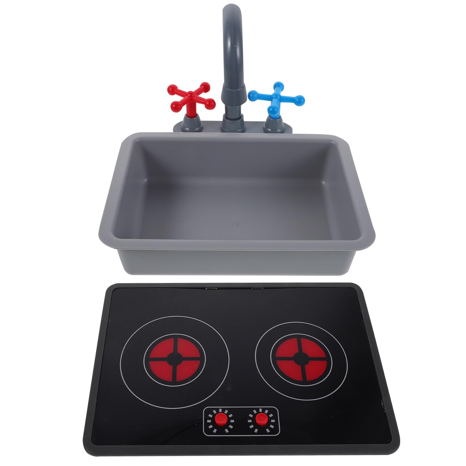 DOITOOL Pretend Play Kitchen Set with Faucet Sink Induction Cooker, Light & Sound Effects Role, Pretend Play Kitchen Toys Accessories for Toddler Children Kids Boys Girls