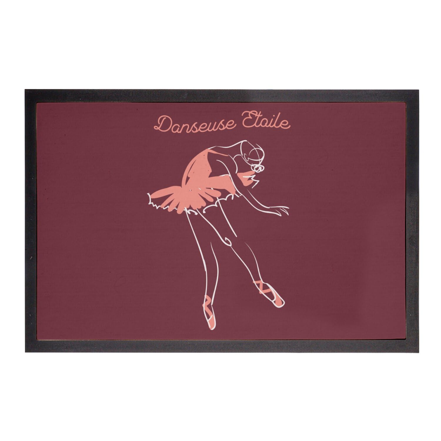 Paillasson rouge danseuse etoile dessin ballet tapis 75x50 cm
