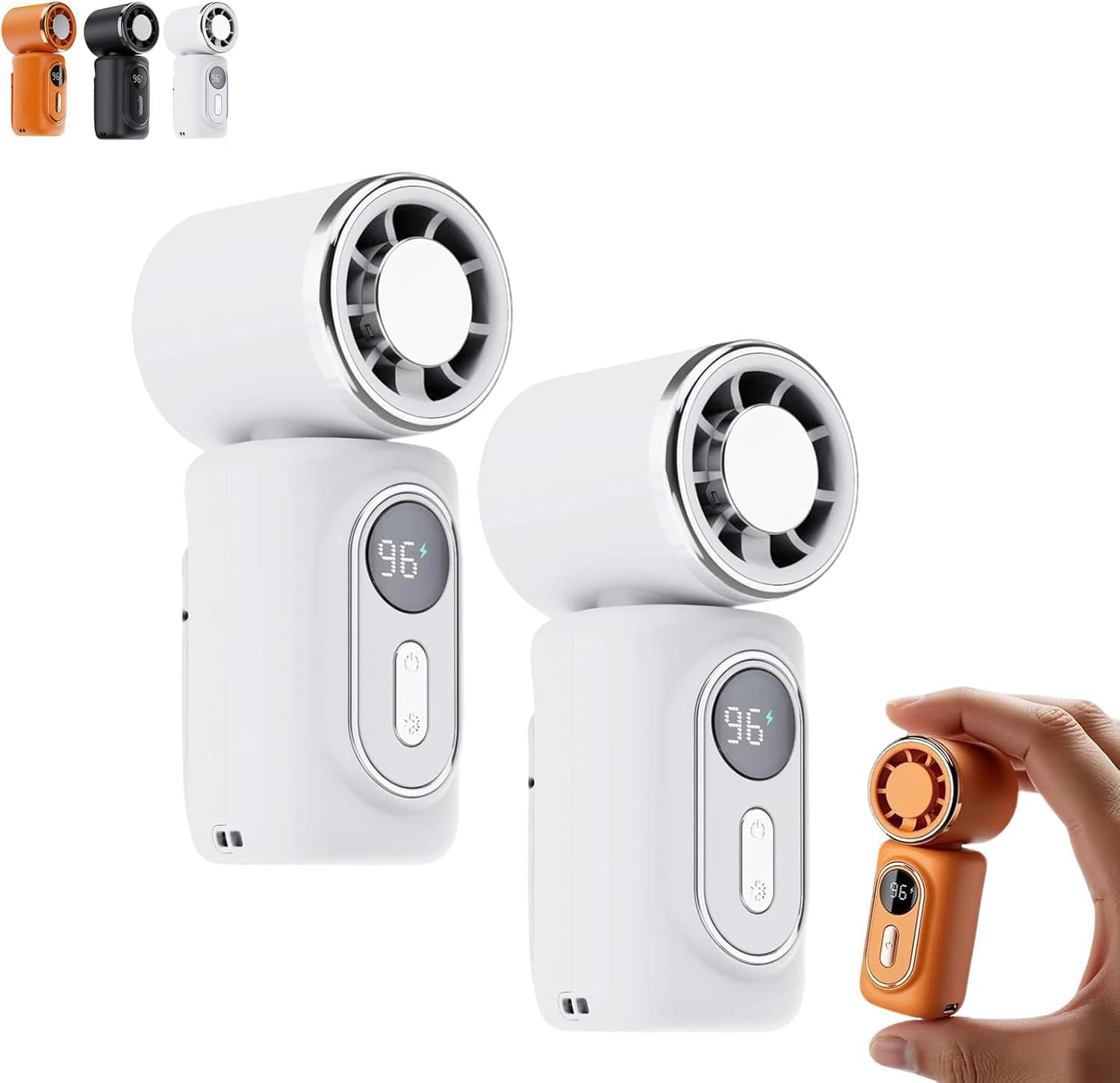 Mini Portable Handheld Clip Fan, 3-in-1, Rechargeable 3000mAh Battery, 5 Speeds, 180° Adjustable Airflow, for Travel, Outdoor, Office (2pcs Yellow, Ice Style)