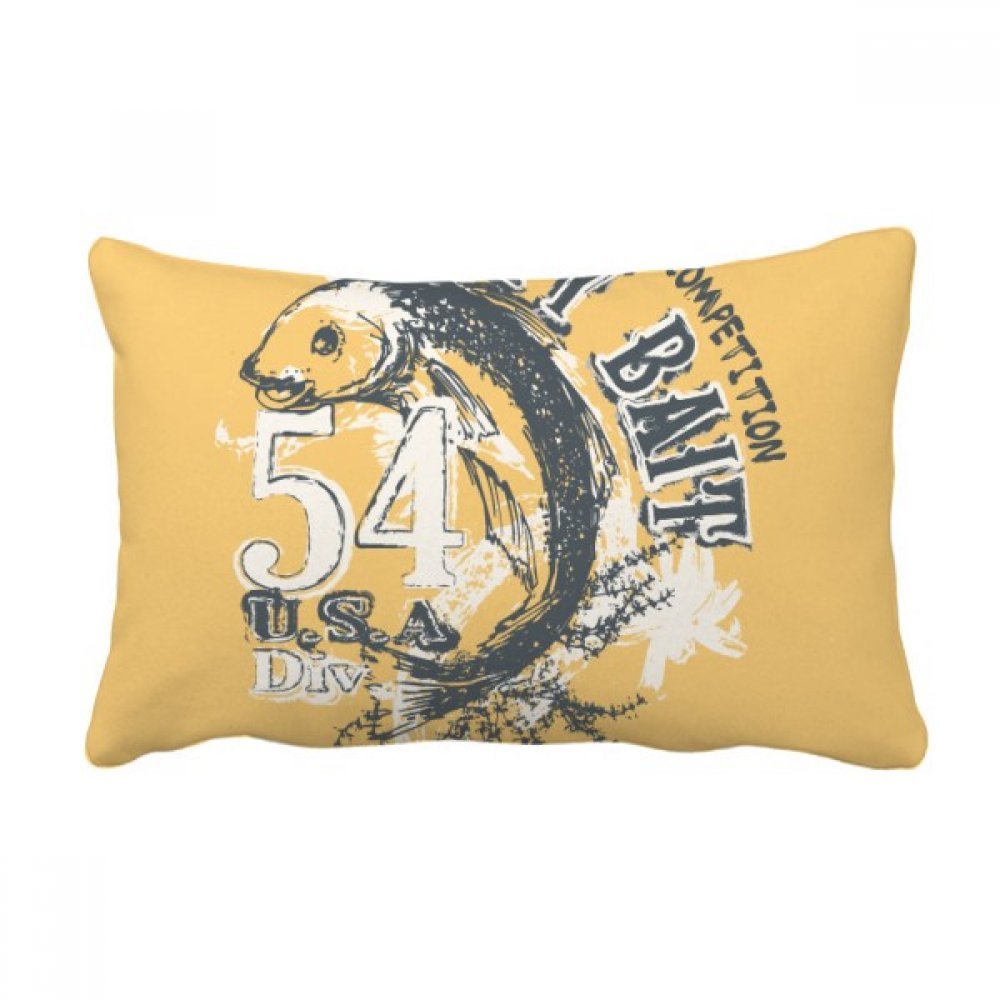 Dessin au trait poisson puissant coussin et oreiller lombaire 16x24 pouces multicolore de canapé
