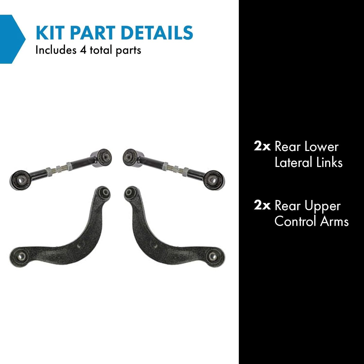 TRQ Rear Suspension Kit Control Arm Lateral Link Compatible with 2006-2012 Ford Fusion 2007-2012 Lincoln MKZ 2006 Zephyr 2003-2008 Mazda 6 2006-2011 Mercury Milan MA5512101