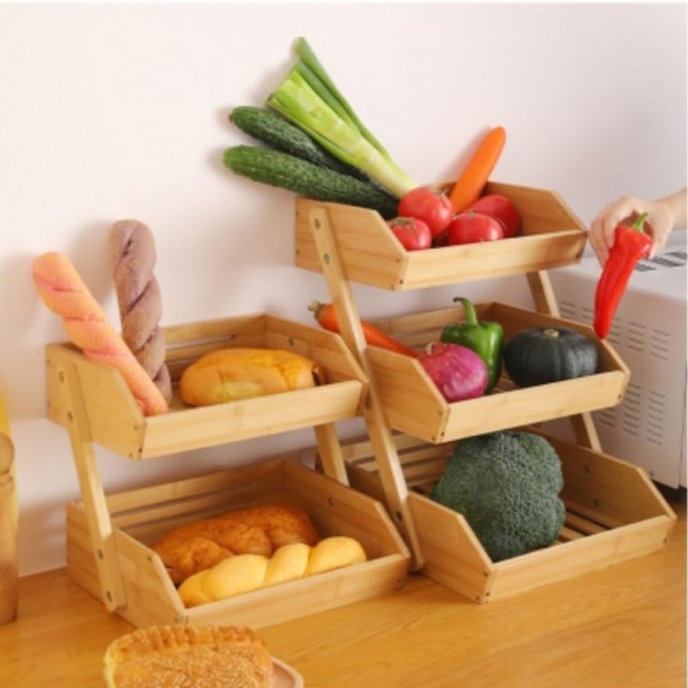 Piatto di frutta Organizer for riporre frutta e verdura a più livelli, scaffale da banco versatile for prodotti alimentari(Grande)