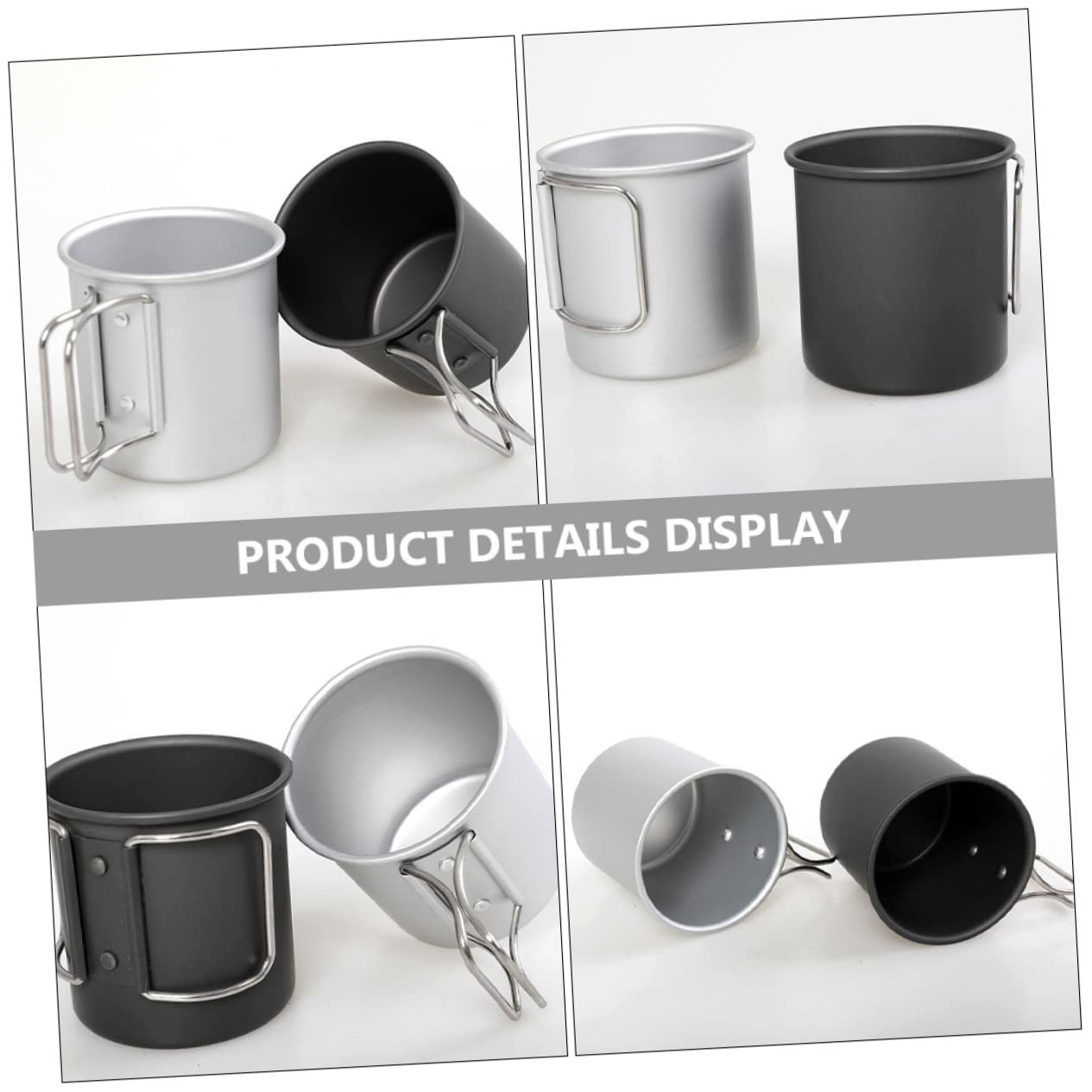 KOMBIUDA 4 Stücke Elegante Tragbare Wasser Tasse Aluminium Legierung Camping Tasse Klapp Griff Für Wandern
