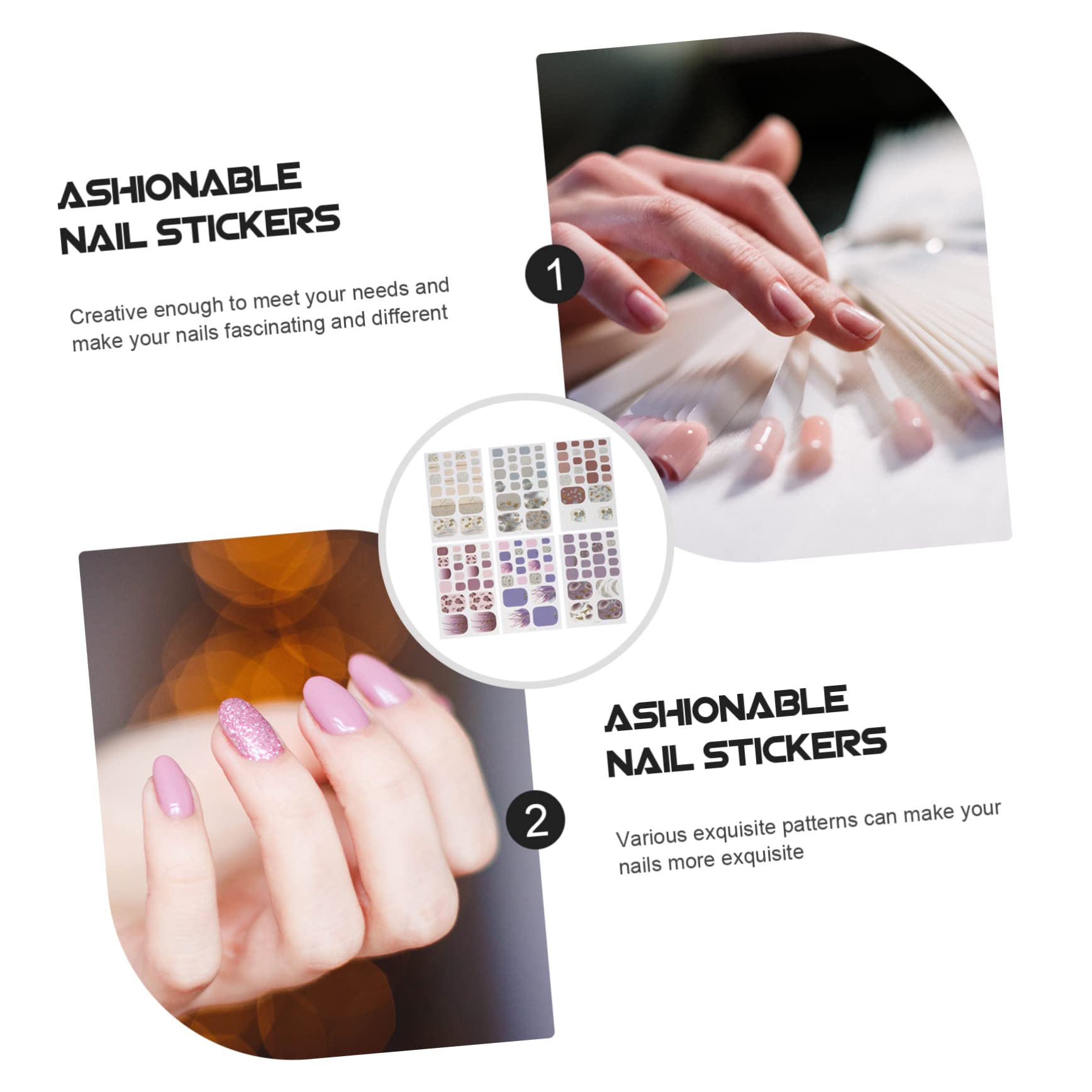 PACKOVE 5 Set Adesivi Per Unghie Autoadesivi Con Decorazioni Creative Per Manicure Adatti Per Eventi E Rimuovibili E Facili Applicare 6 Fogli*5