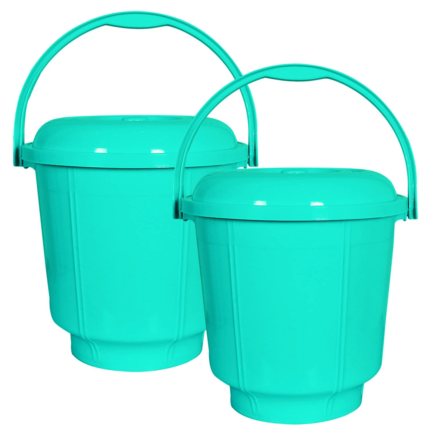 Kuber Industries Unbreakable Plastic Durable & Lightweight Strong Bathroom Bucket with Lid and Handle,13 LTR,Pack of 2 (Mint Green) (B0BBLV4CM7) Amazon Price History, Amazon Price Tracker