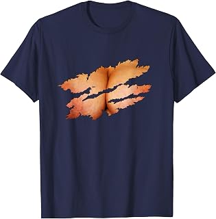Funny Novelty Torn Clothes Revealing Woman's Chest Illusion T-Shirt