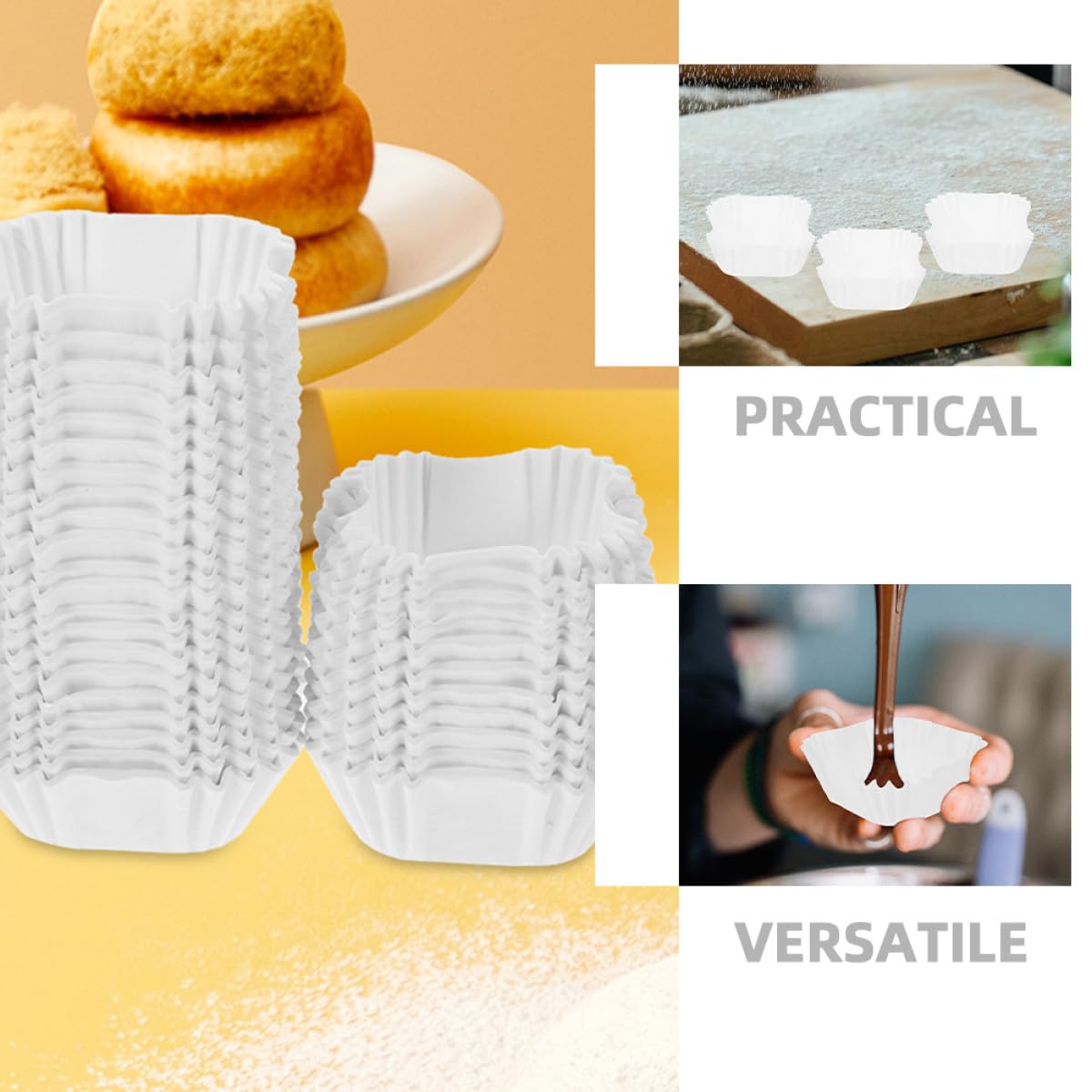 MAGICLULU Pirottini per Muffin in Carta Bianca 2000 Pezzi Forma Quadrata, Pratici per Uso in Forno e Contatto Diretto Alimenti per Pasticcerie e Feste