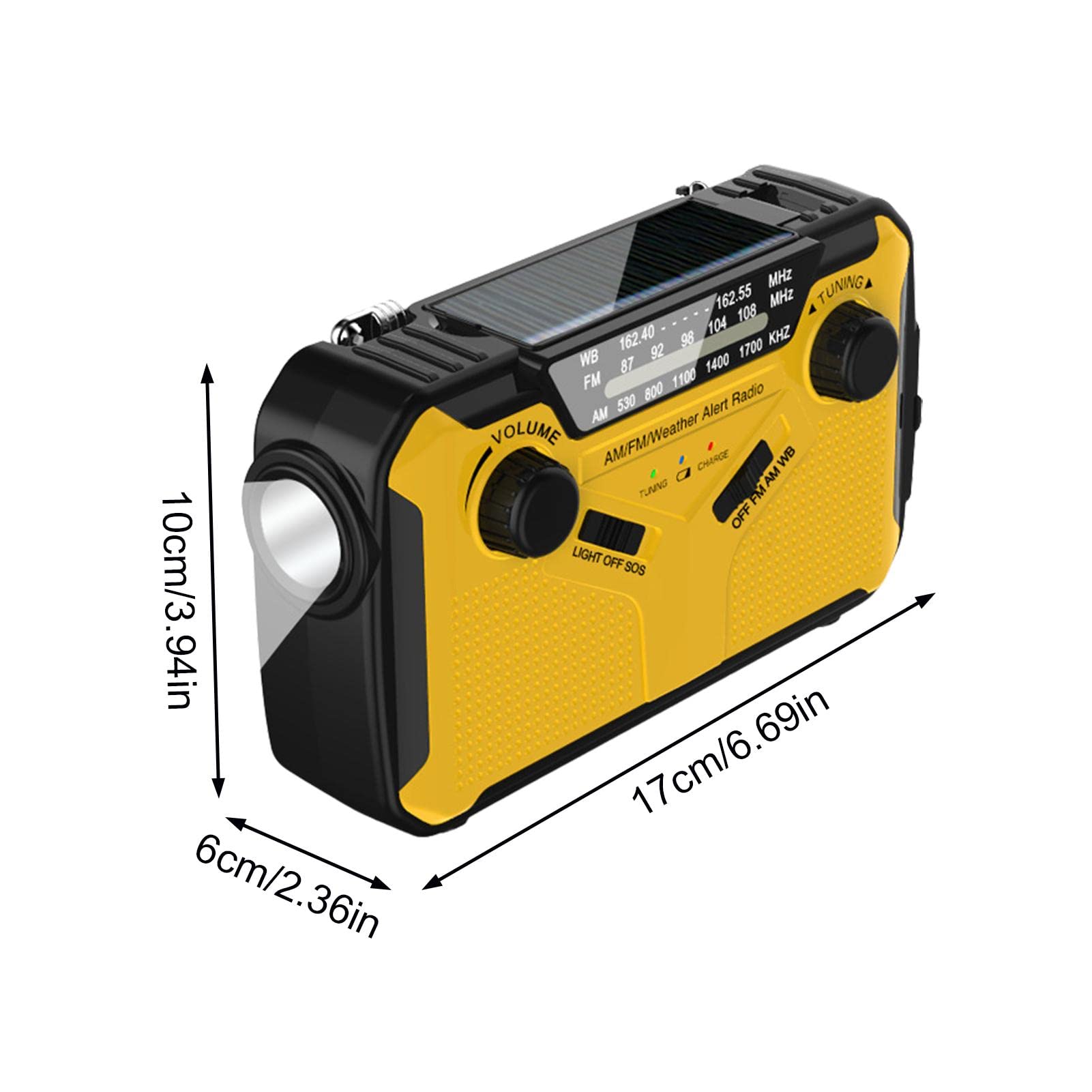 Radio à Manivelle d'Urgence, Banque d'Alimentation Portable AM/FM/ Météo avec Chargeur de Téléphone, Radio pour Camping Intérieur Extérieur, Rouge