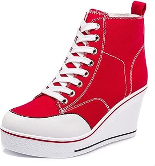 Women Wedge Sneakers Sneakers Platform Heel Shoes High Top Ankle Booties Fashion Canvas Shoes Black White