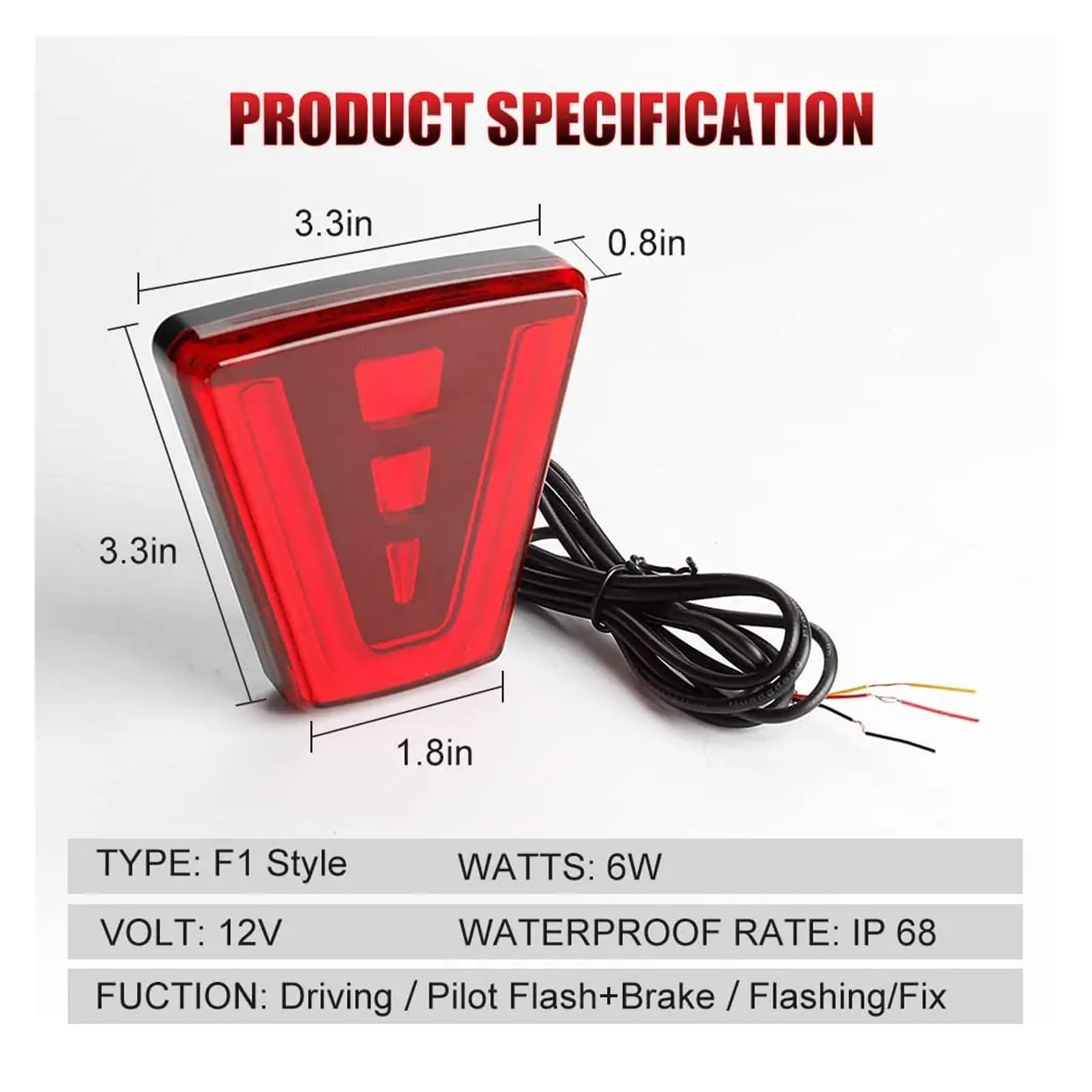 Luci Pilota Freno A LED Posteriori Stile F1 Sportive 12V Avvertimento Flash per Auto Lampade di Segnalazione Arresto Retromarcia per SUV Moto Coda Indicatori