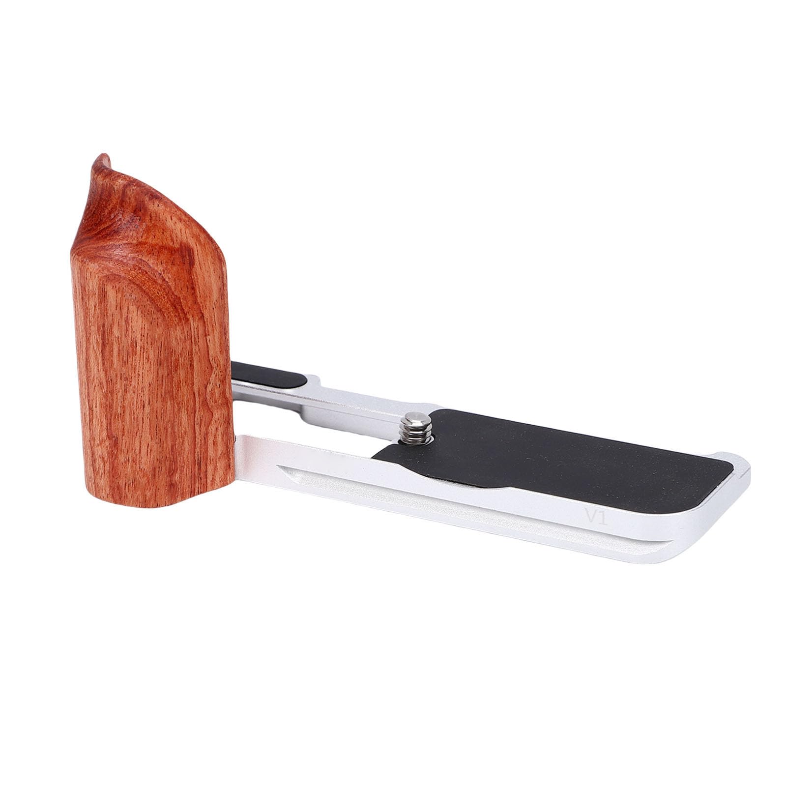 Tosuny Staffa a L per V1, Piastra a Sgancio Rapido in Alluminio (SILVER) | L Shape Handgrip with Wood Grip, 1/4 Inch Threaded Hole, Support for Arca Tripod