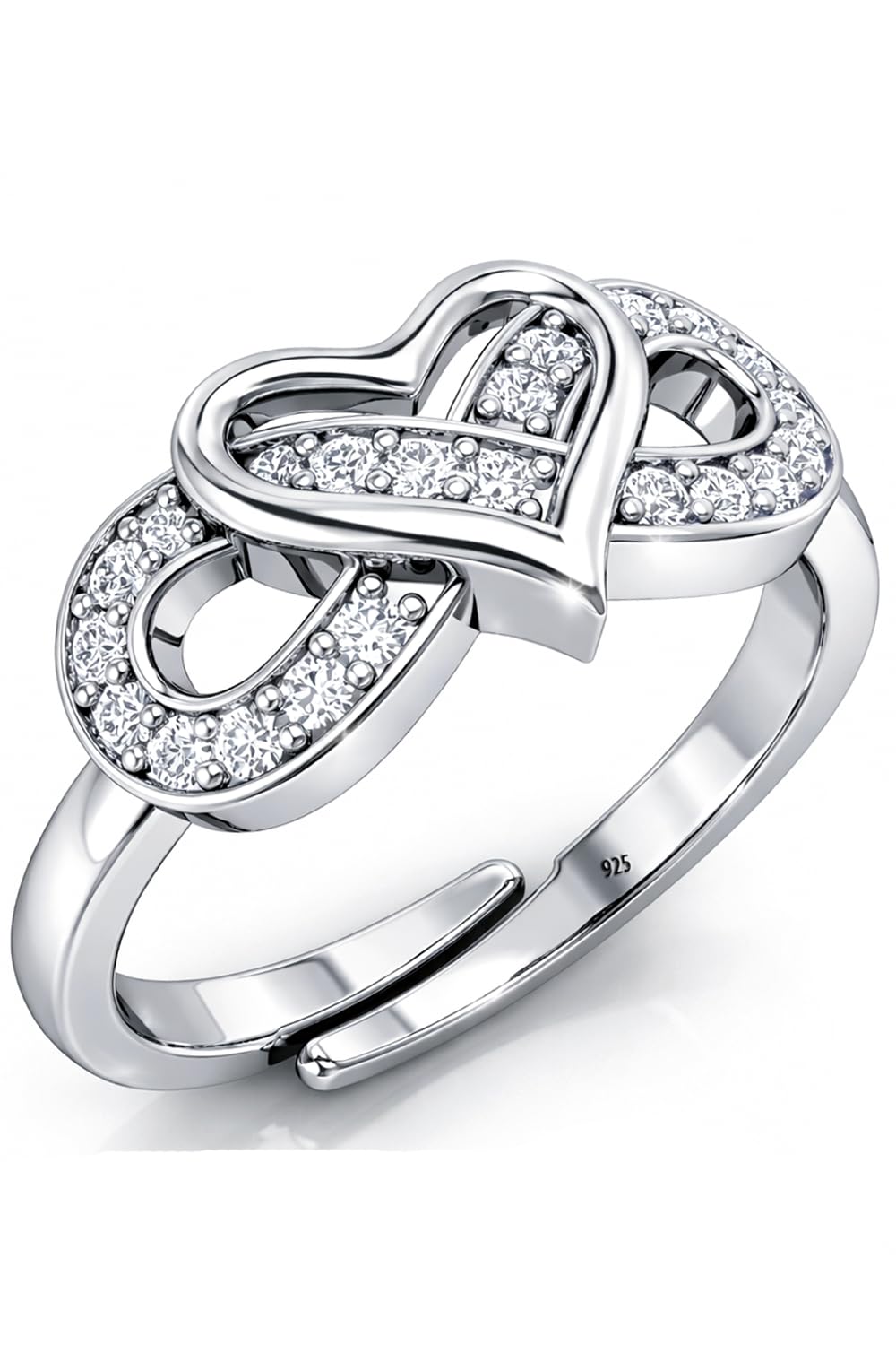 Pure 925 Sterling Silver Rings for Women, Infinity Ring for Women - Ring for Girlfriend, Silver Rings for Girls, Heart Infinity Style Ladies Anguthi (Adjustable size)-image-14