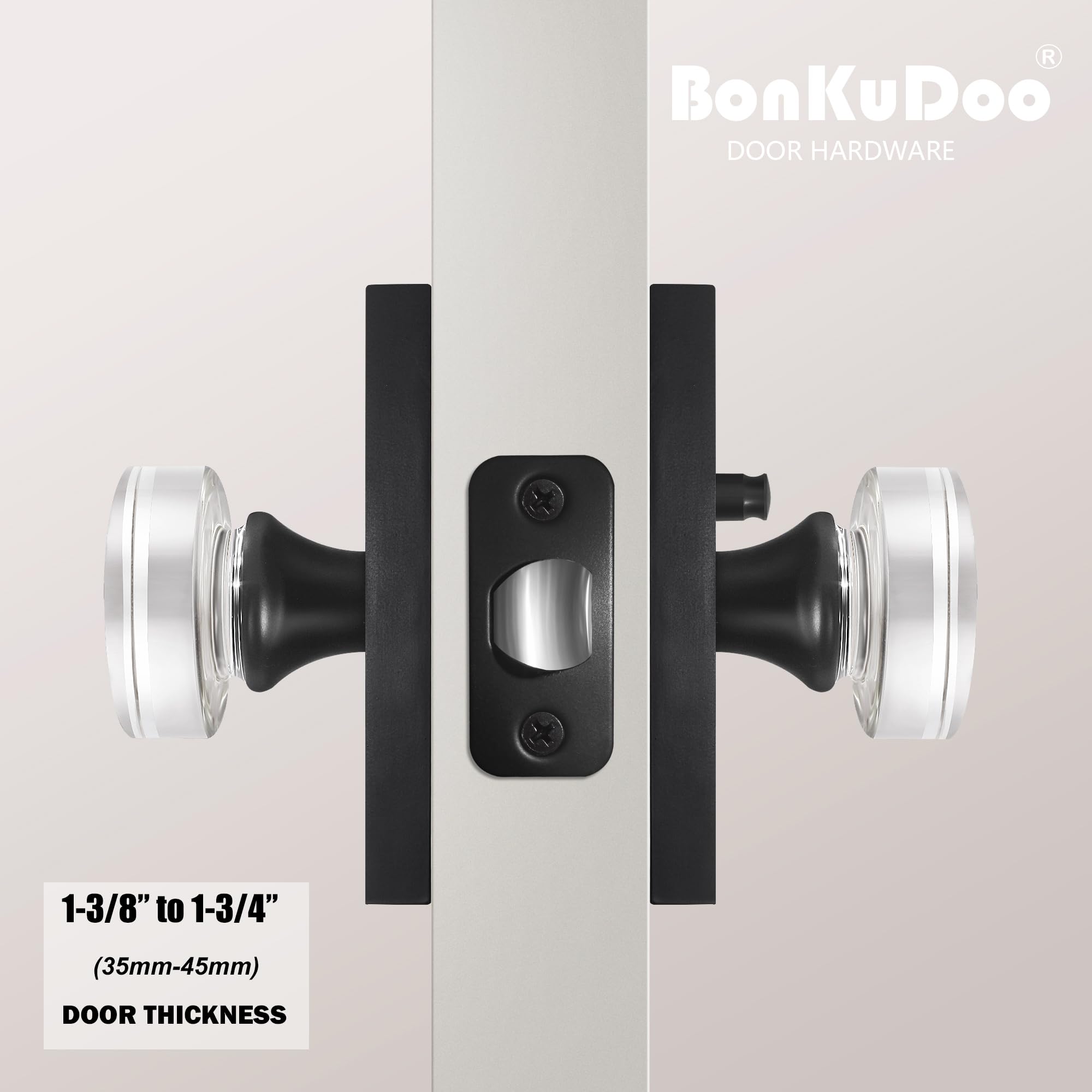 Black Glass Door Knobs with Lock - Privacy & Style -4