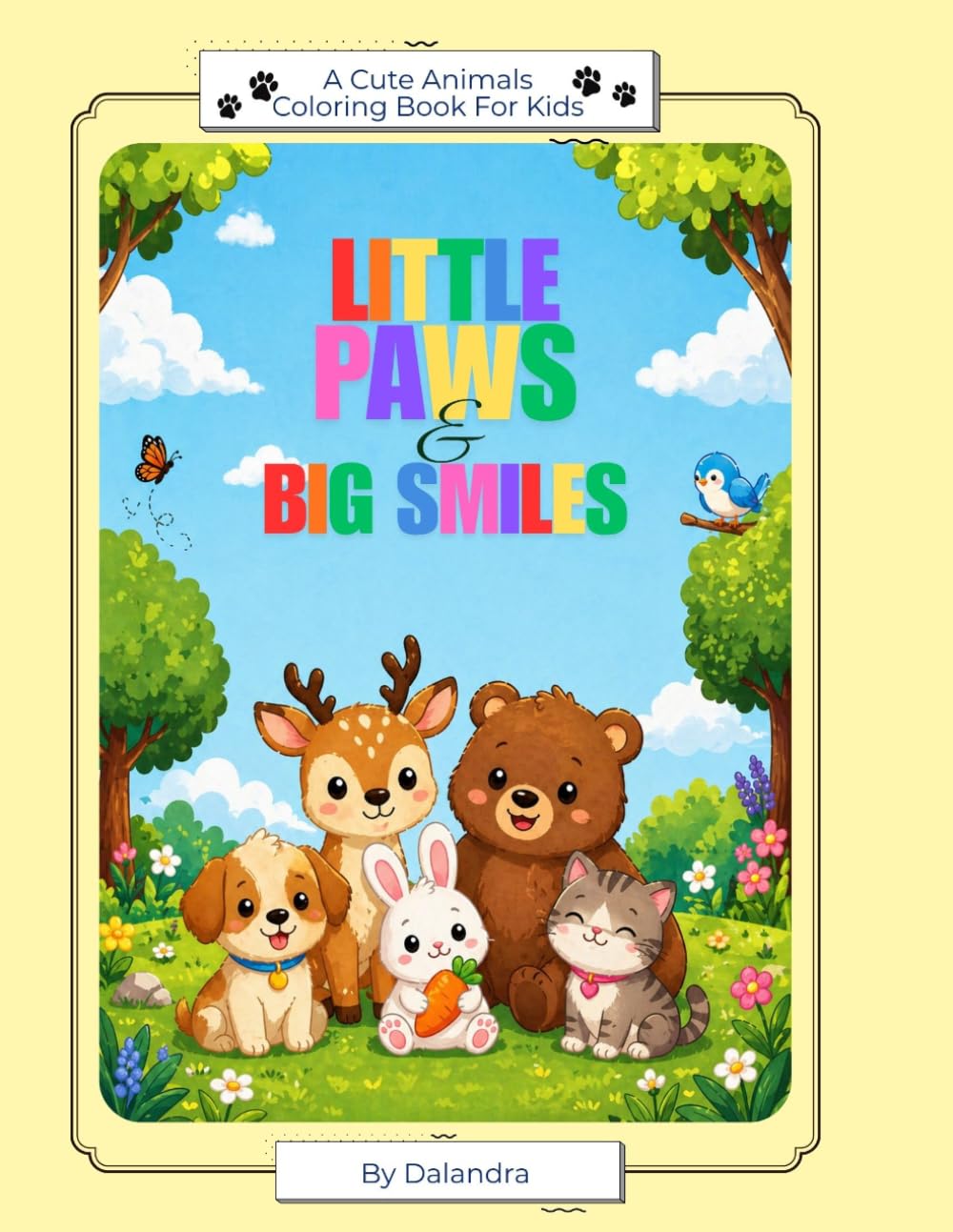 Little Paws & Big Smiles: A Cute Animals Coloring Book For Kids