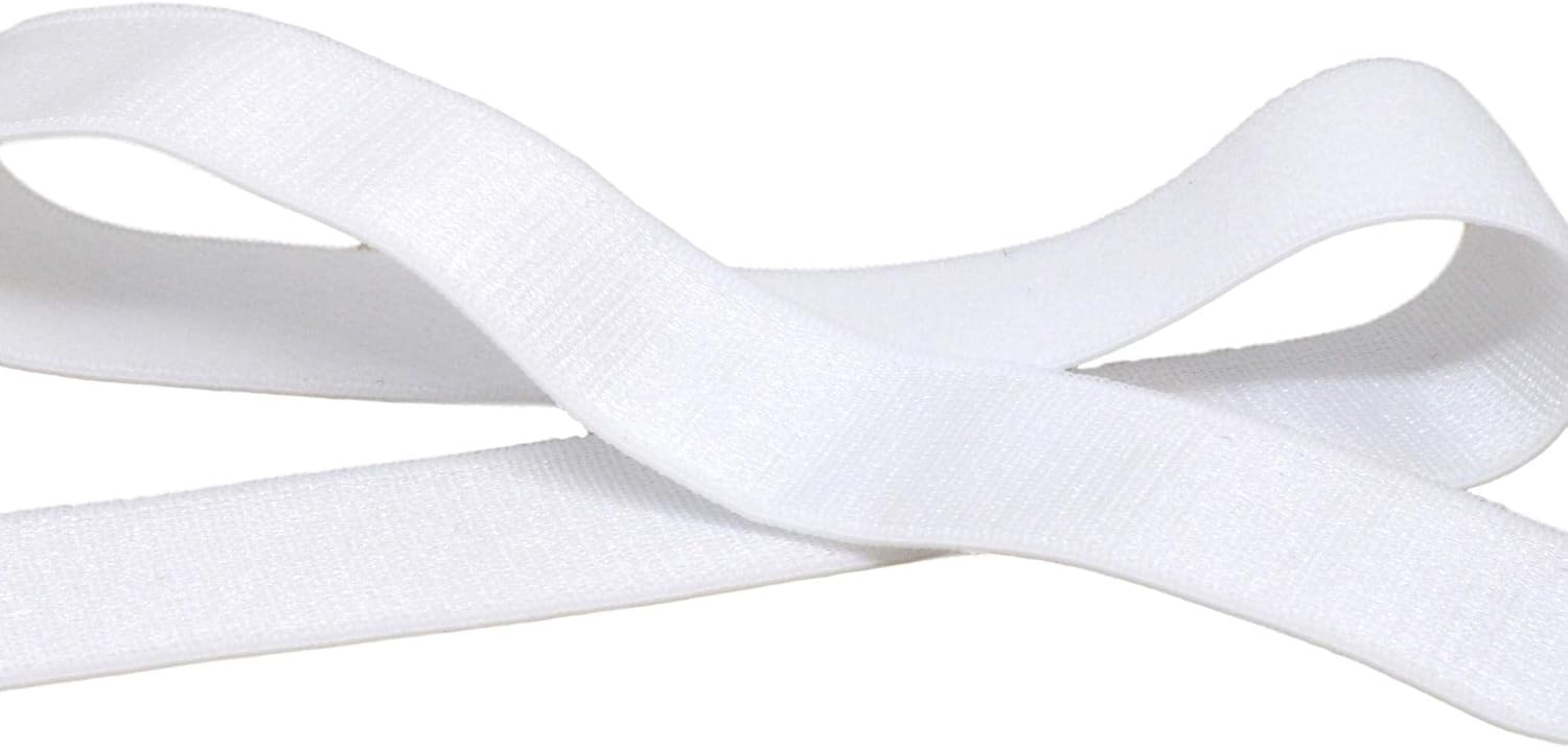 Porcelynne White Shiny Front Brushed Back Strap Elastics - 3/4 or 18mm - 5 Yards