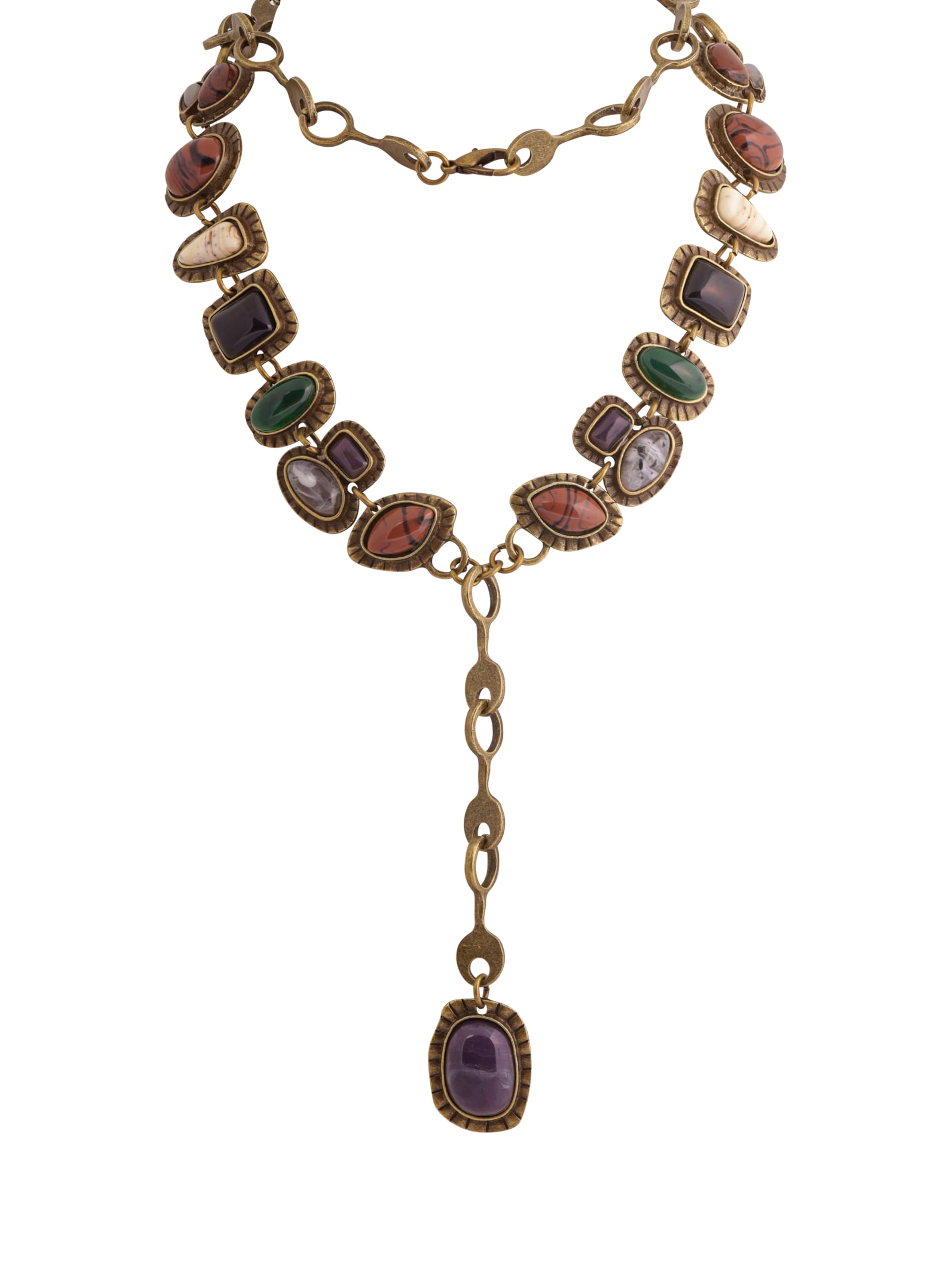 MINACHI Bohemian Created Turquoise Beaded Y-Necklace, Turquoise-toned Multi-shaped Pendant, Dainty Elegant Jewelry for Women