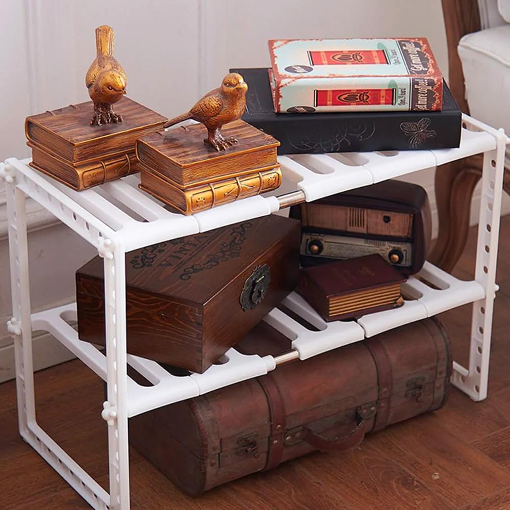Avilia Scaffale Sottolavello con 2 Ripiani, Organizzatore Cucina e Bagno, Multifunzione, Alluminio Bianco 31x49.8x7cm