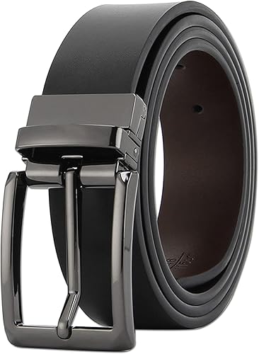 Cinturón de cuero reversible para hombre, cinturón de 1 14 pulgadas de ancho, cinturones de cuero para jeans