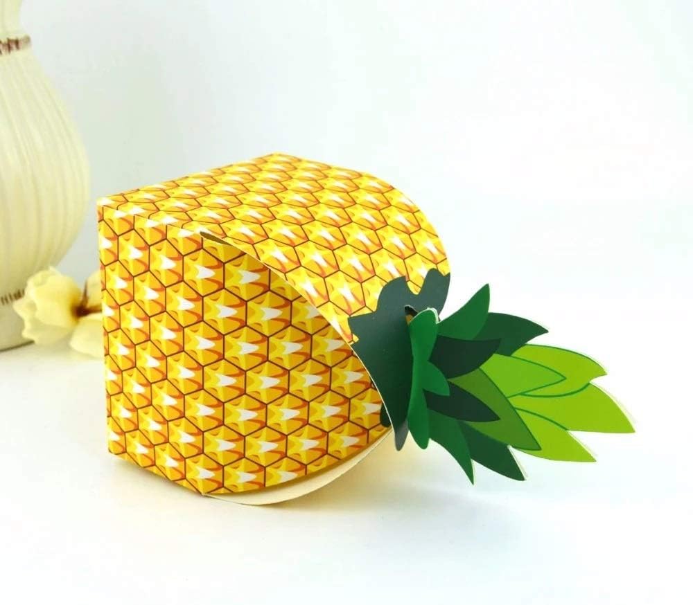 JJZXD New Creative Fruit Style Paper Pineapple Paper Candy Box Wedding Favor and Gift Box for Eid Wedding Party Baby Birthday Supplies