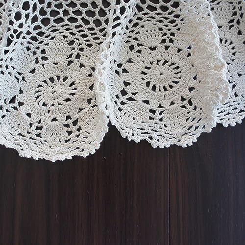 USTIDE White 120cm Round Cotton Crochet Lace Tablecloth, Floral Pattern, Romantic Dining Room Sofa Coffee Table Tea Table Cover - Image 3